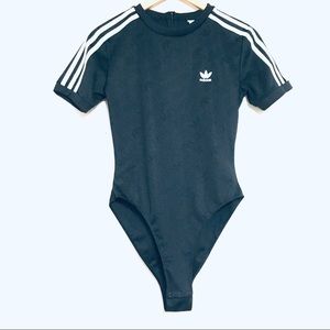 Adidas Trefoil Logo Black ShortSleeve Bodysuit Size Small